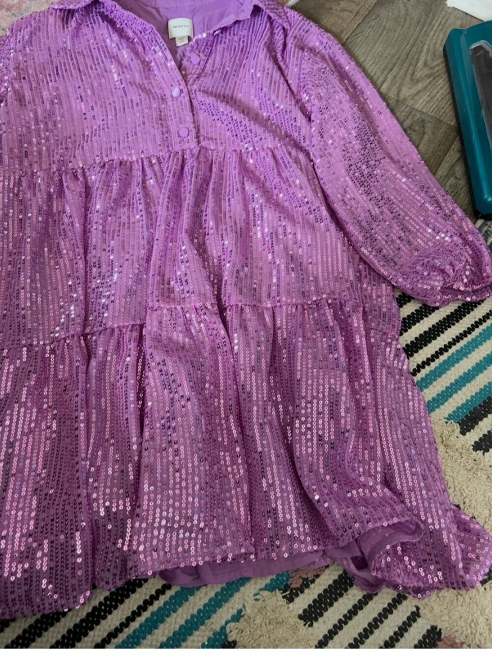 Maeve Bettina Tiered Shirt Dress: Sequin Mini size XSP - Picture 5 of 14
